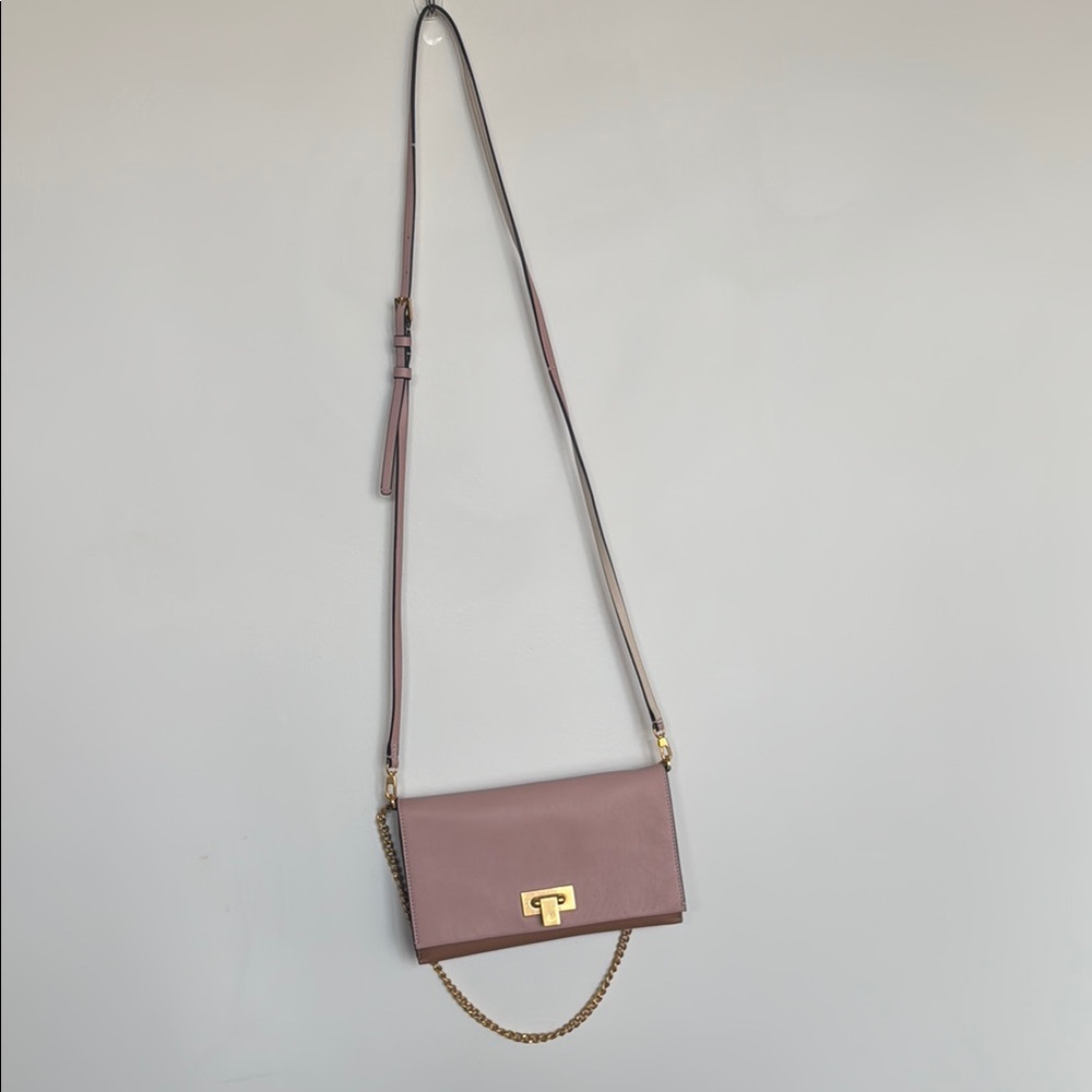 Tory Burch Brown Gold Crossbody Bag with Turn-Lock Closure